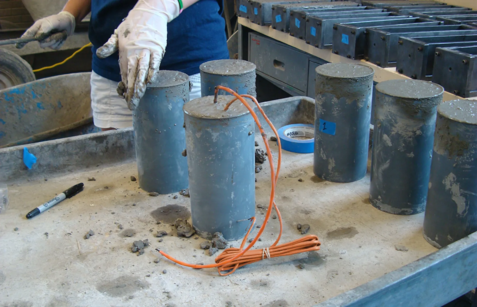 A concrete mix being tested for maturity