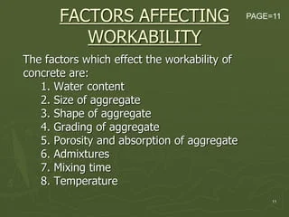 Factors Affecting Workability Testing