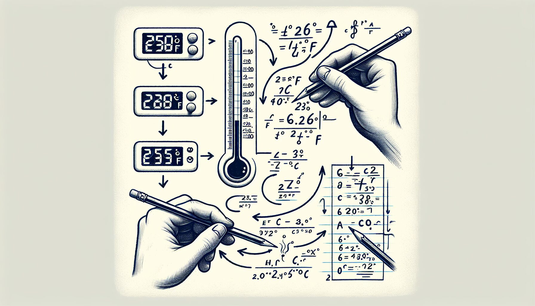 Illustration of Fahrenheit to Celsius conversion