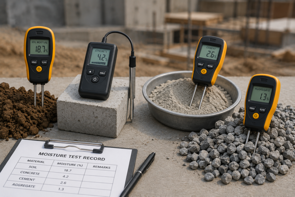 Doing Moisure testing on various construction materials